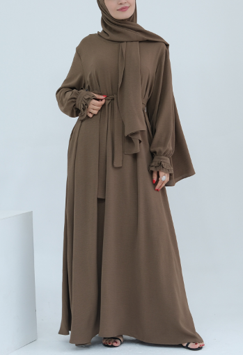 Turkish Style Crepe Abaya Dress with Hijab Attached(Multi Colors)