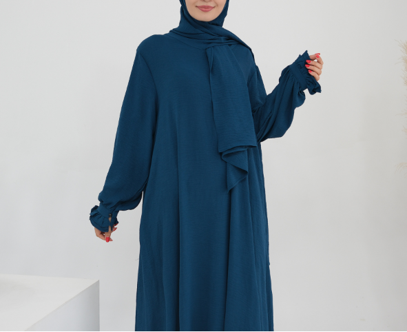 Turkish Style Crepe Abaya Dress with Hijab Attached(Multi Colors)