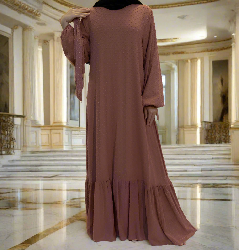 Elegant Turkish Style Chiffon Dress with Sash