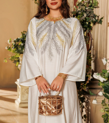 Embroidered Rhinestone Abaya Dress(Multi Colors)