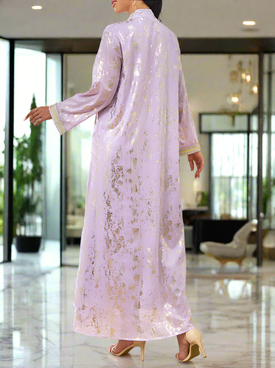 Dubai Style Purple Caftan Abaya Dress
