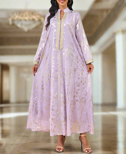 Dubai Style Purple Caftan Abaya Dress