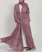 Pearl Embroidered Layered Chiffon Open Abaya Dresses(Multi Colors)
