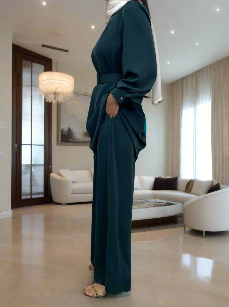 Dubai Style Belted Pant Suit(Multi Colors)