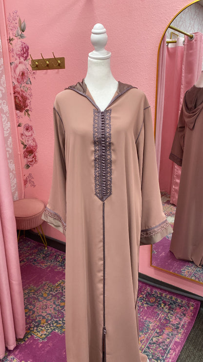 Traditional Moroccan Satin Embroidered Djellaba