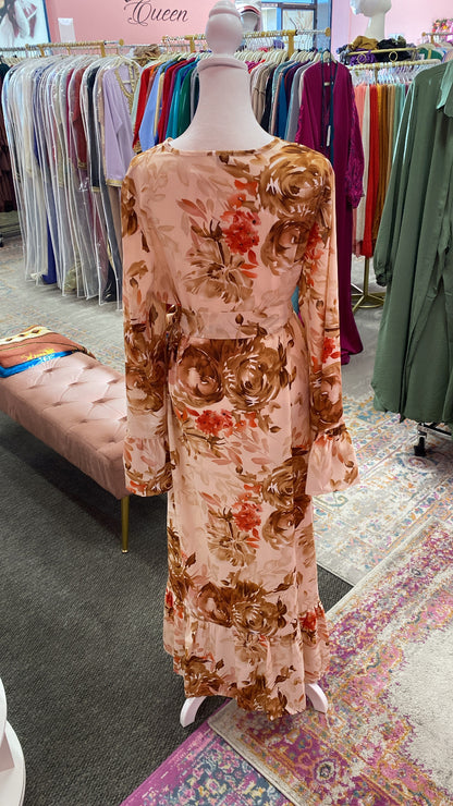 Turkish Style Floral Bell Sleeved Dress