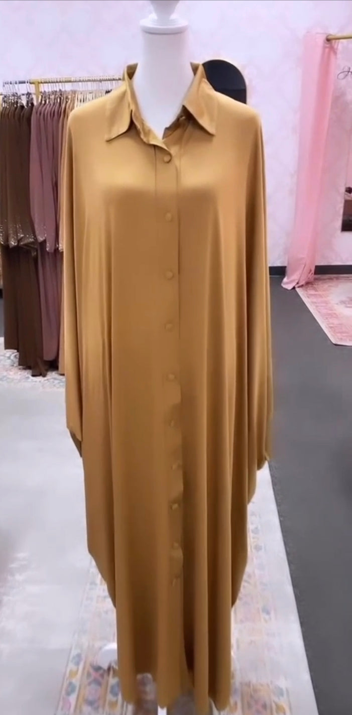 Button Down Butterfly Abaya Dress (Multi Colors)
