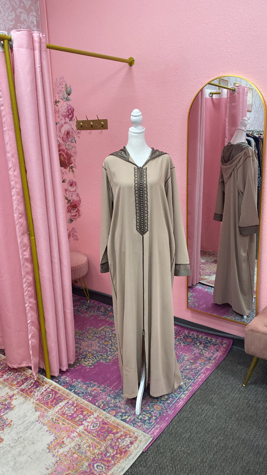 Traditional Moroccan Satin Embroidered Djellaba