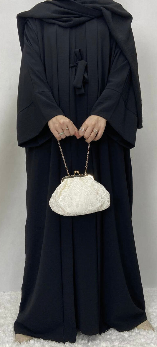 Dubai Style 2-Piece Belted Black Abaya Dress