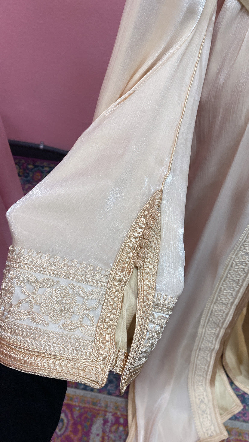 Moroccan Traditional Satin Chiffon 2 Piece Caftan