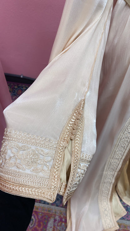 Moroccan Traditional Satin Chiffon 2 Piece Caftan