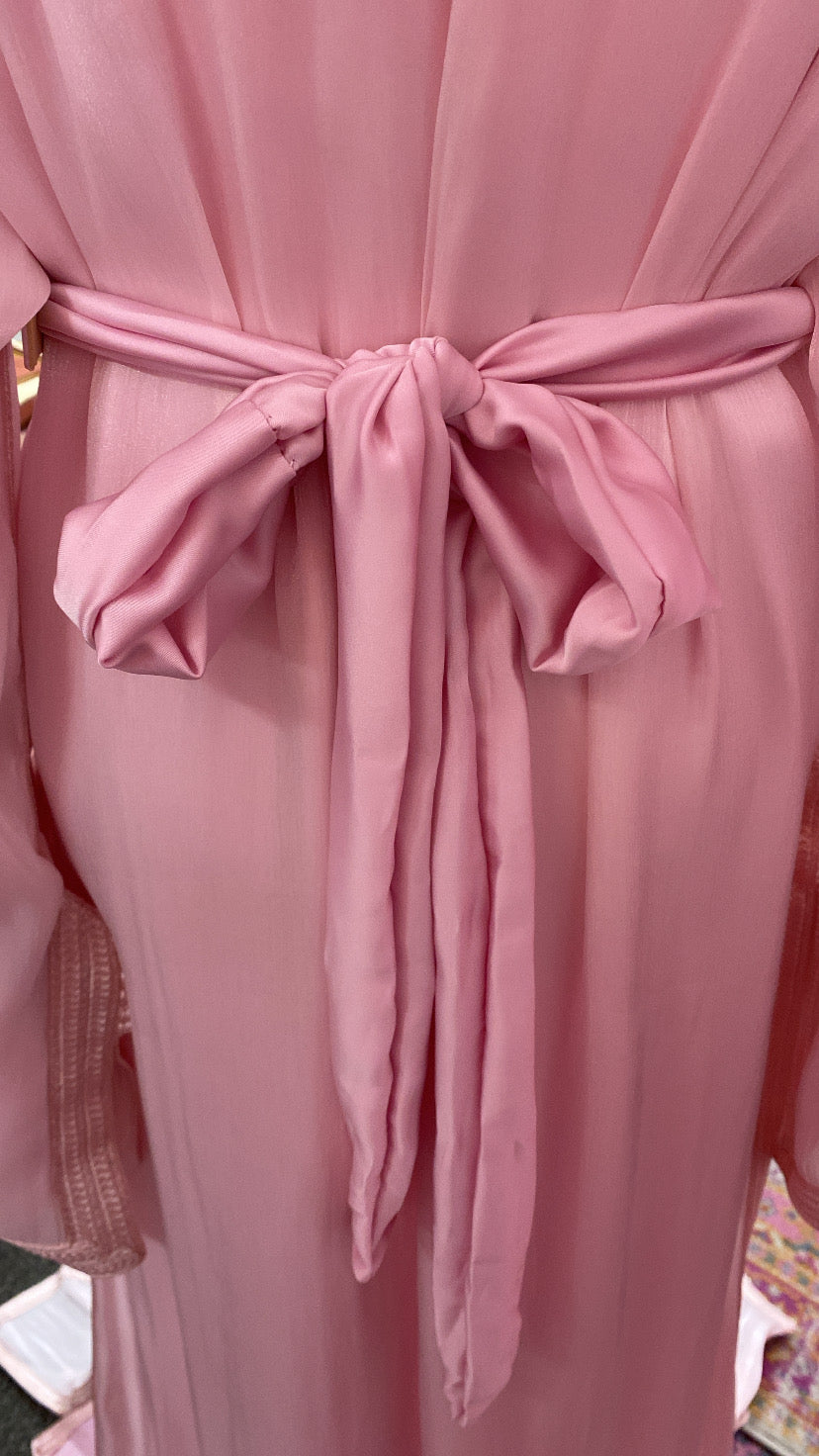 Moroccan Traditional Satin Chiffon 2 Piece Caftan