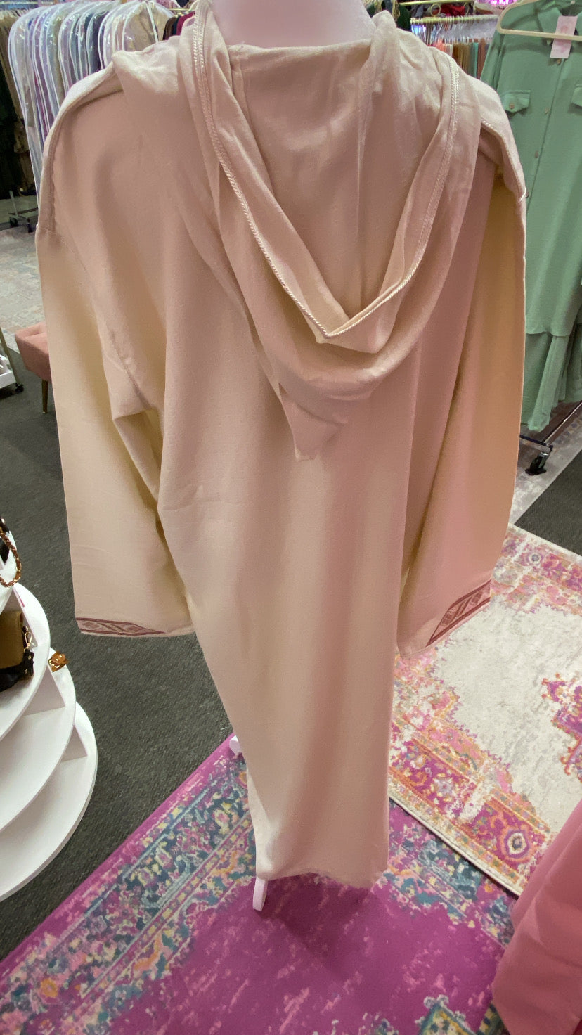 Traditional Moroccan Linen Embroidered Djellaba