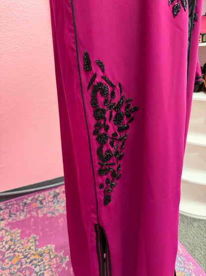 Moroccan Traditional Pink & Black Satin Lined Kimono