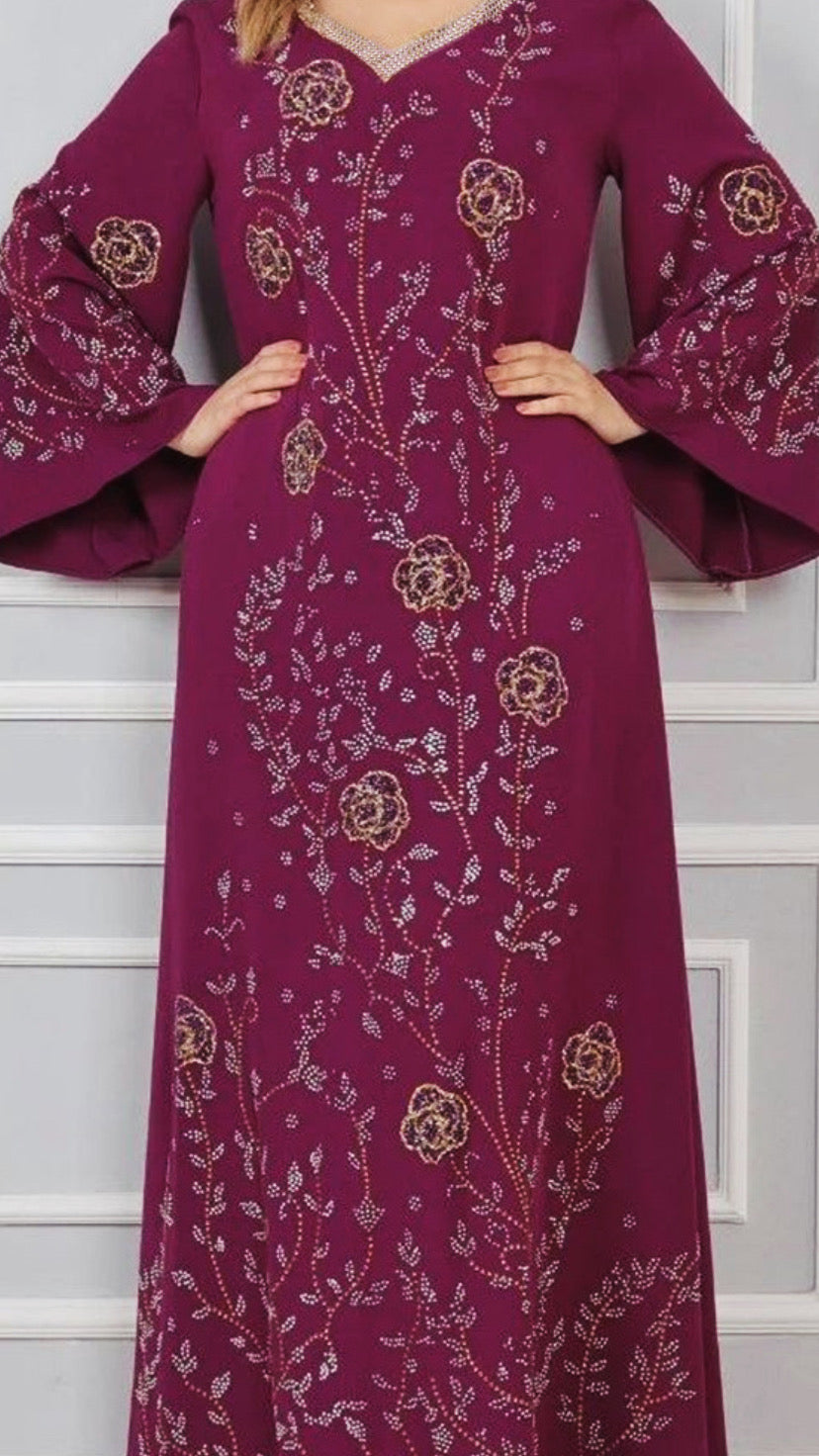 Dubai Style Floral Embellished Dress