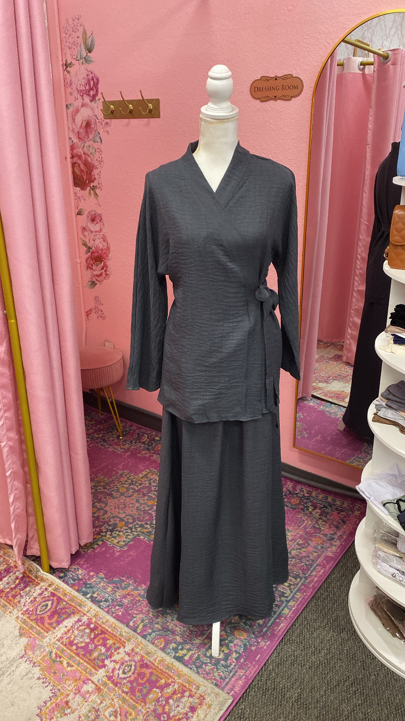 Belted Side Tie Style Skirt Set