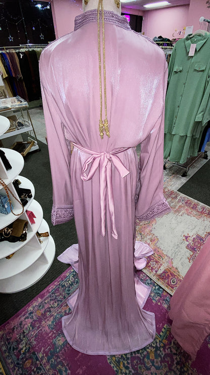 Moroccan Traditional Satin Chiffon 2 Piece Caftan