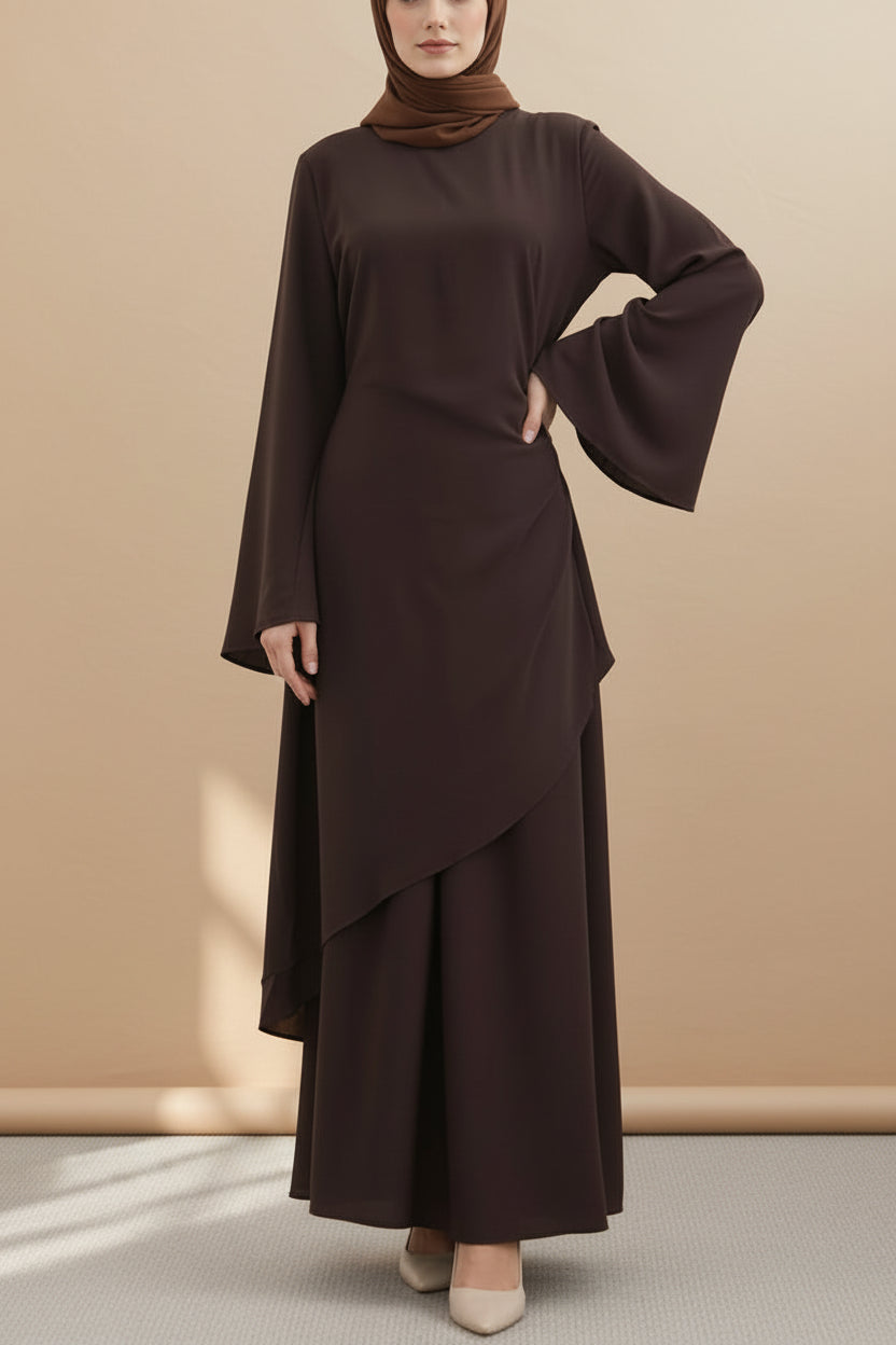 Crepe High Low Top Pant Suit