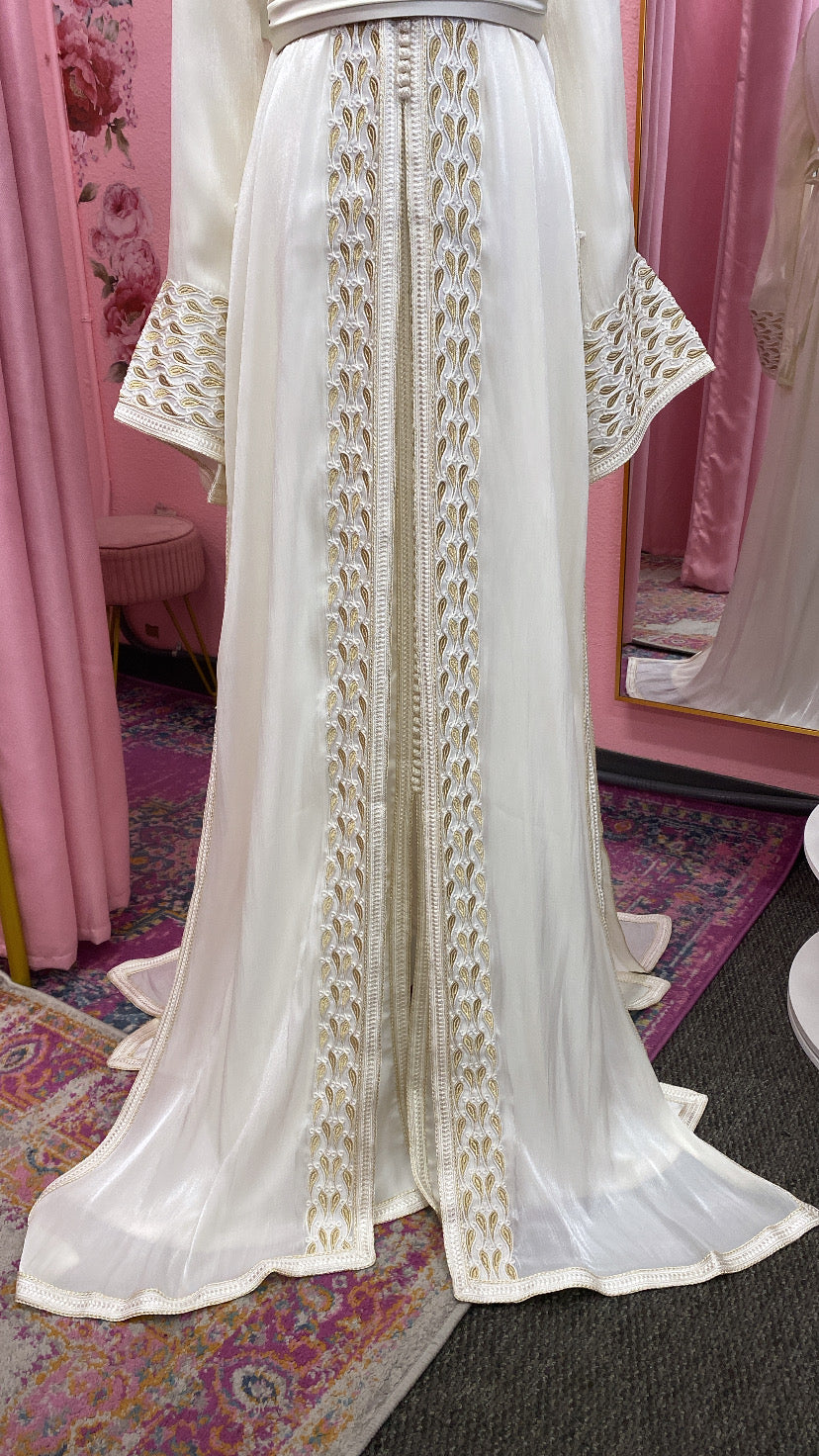 Moroccan Traditional Satin Chiffon 2 Piece Caftan