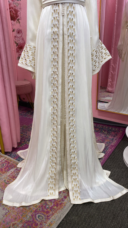 Moroccan Traditional Satin Chiffon 2 Piece Caftan