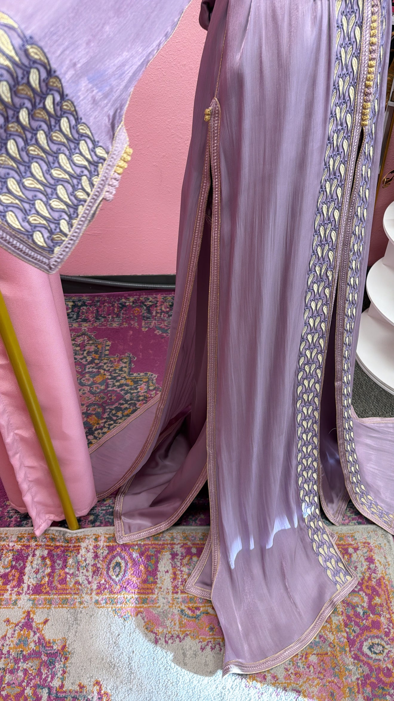 Moroccan Traditional Satin Chiffon 2 Piece Caftan