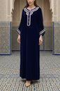 Moroccan Velvet Caftan Navy