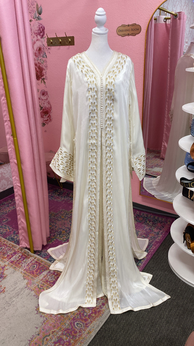 Moroccan Traditional Satin Chiffon 2 Piece Caftan