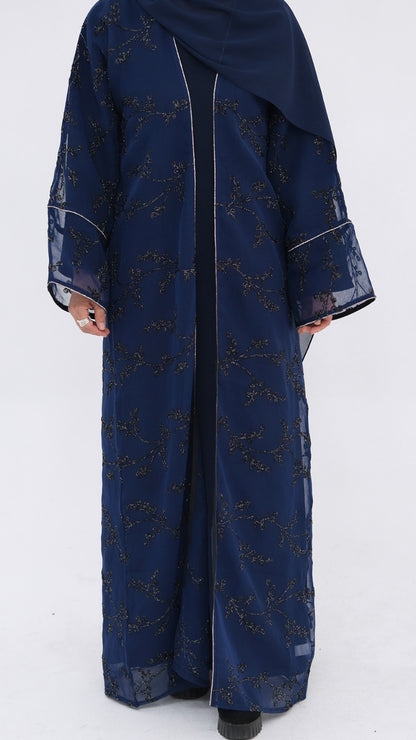 Dubai Style Embellished 2 Piece Abaya Navy