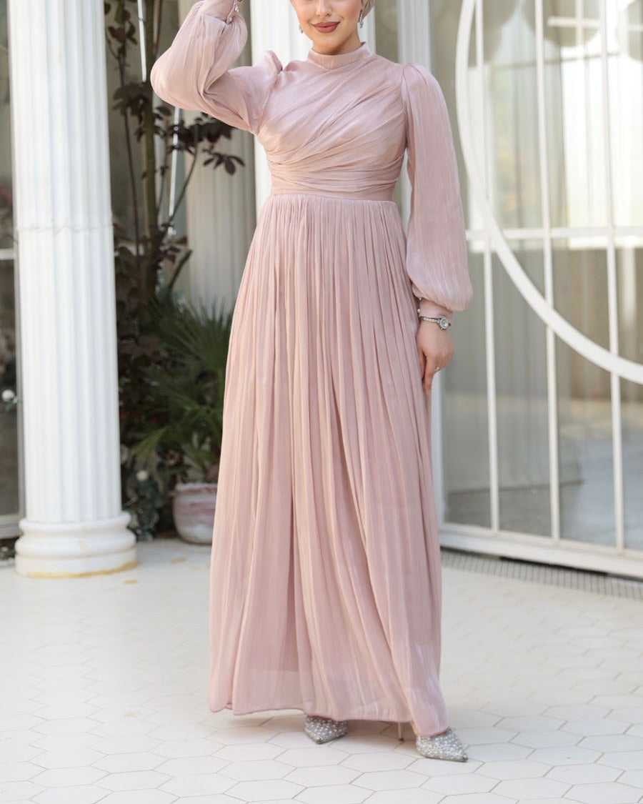 Elegant Turkish Satin Chiffon Gown