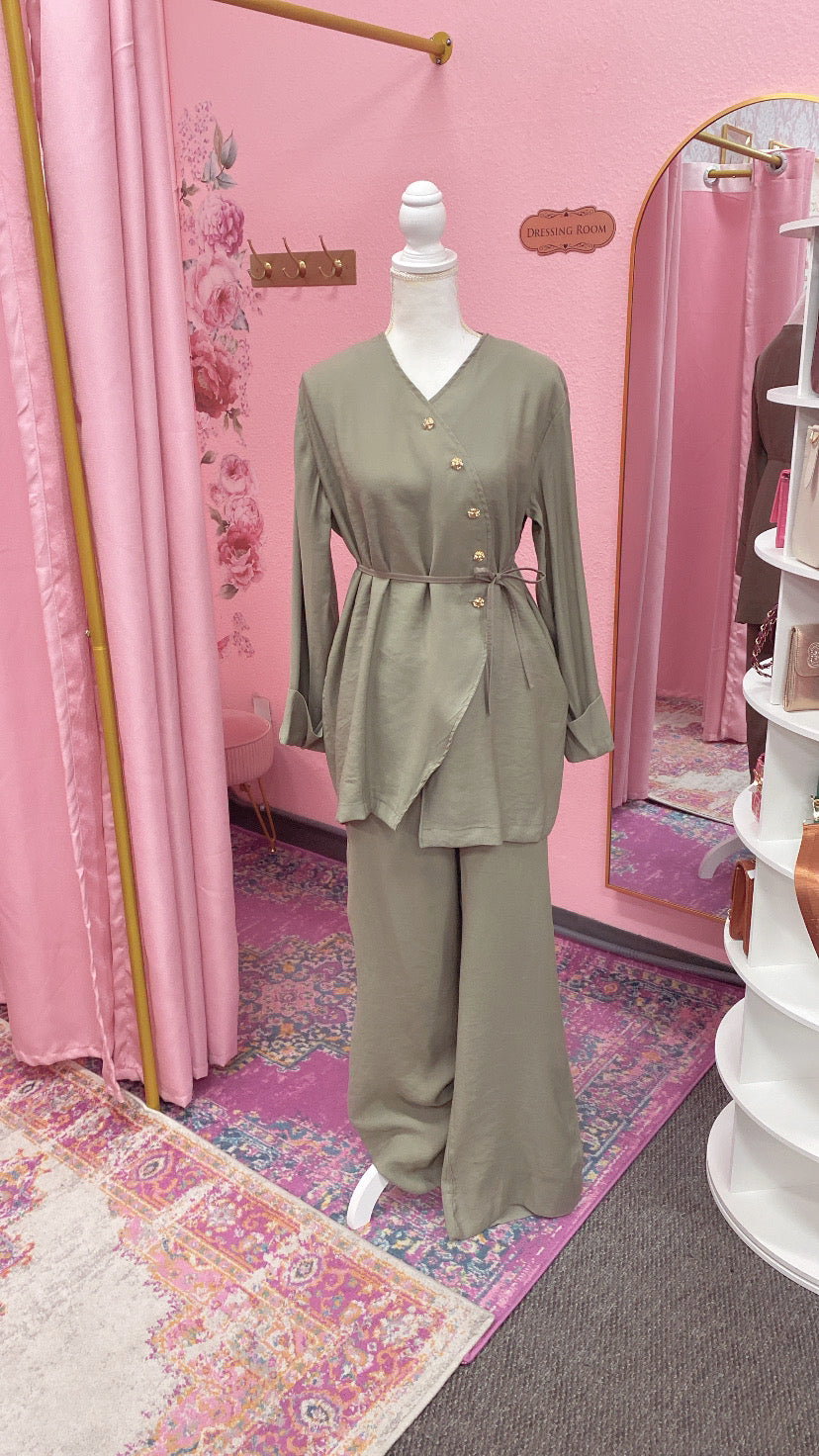 Turkish Button Style Pant Suit