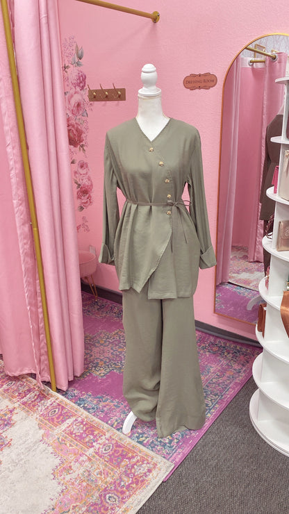 Turkish Button Style Pant Suit