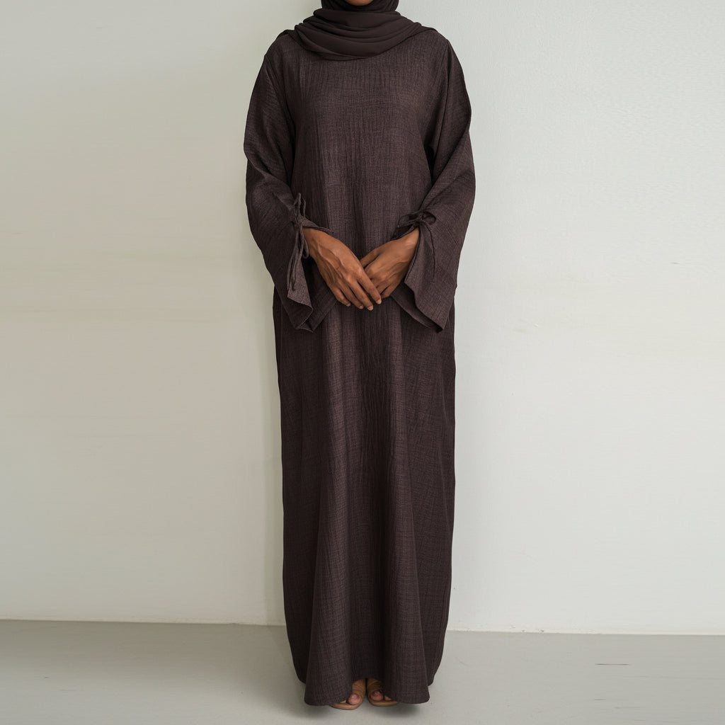 Beautiful Tie Sleeve Abaya Dress