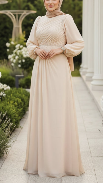 Elegant Bow Rhinestone Sleeved Gown
