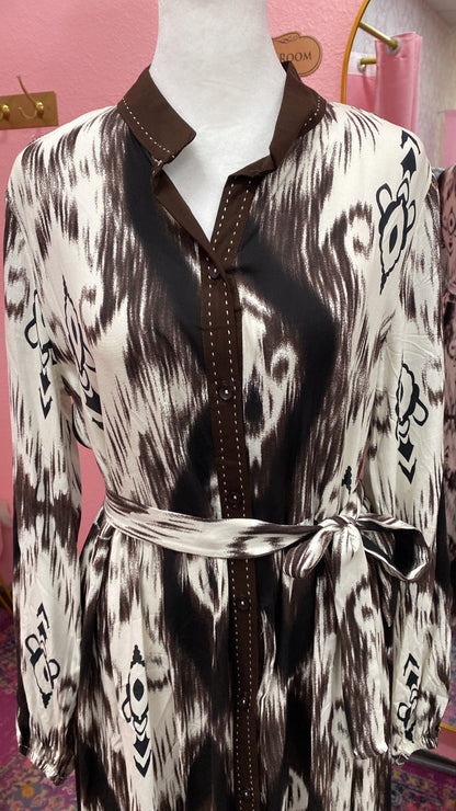 Turkish Tie-dye Button Down Summer Dress Abaya