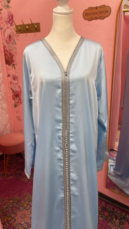 Moroccan Traditional Satin Chiffon Caftan
