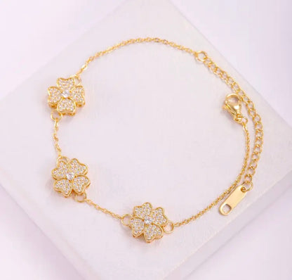 Elegant Stainless Steel Floral Bracelet