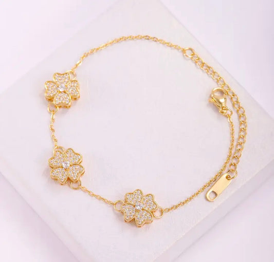 Elegant Stainless Steel Floral Bracelet