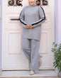 Knit Turkish Style Pleated Striped Co-Ord Set