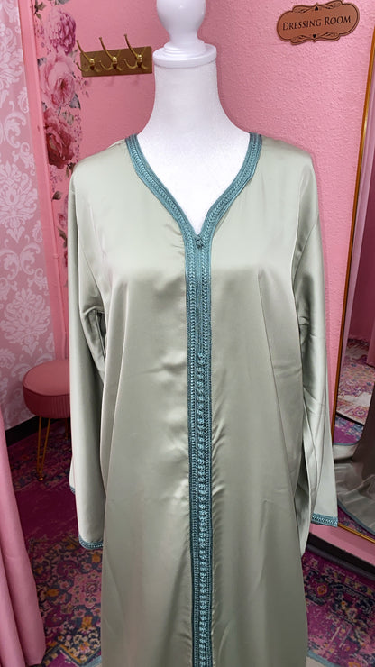 Moroccan Traditional Satin Chiffon Caftan