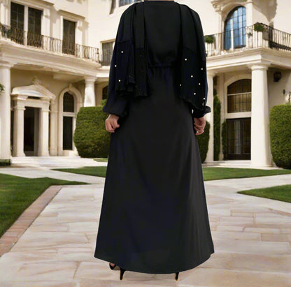 Waist Tie Full Button Down Abaya Dress