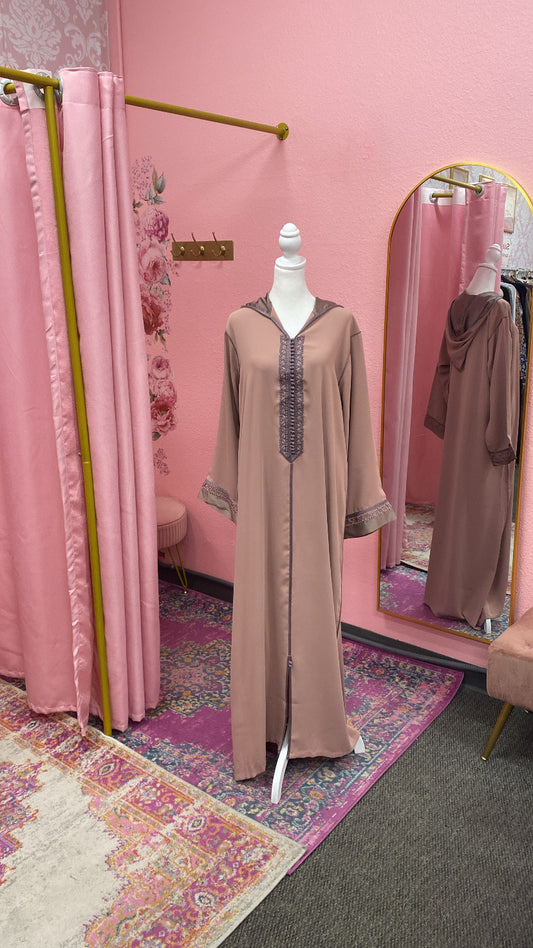 Traditional Moroccan Satin Embroidered Djellaba