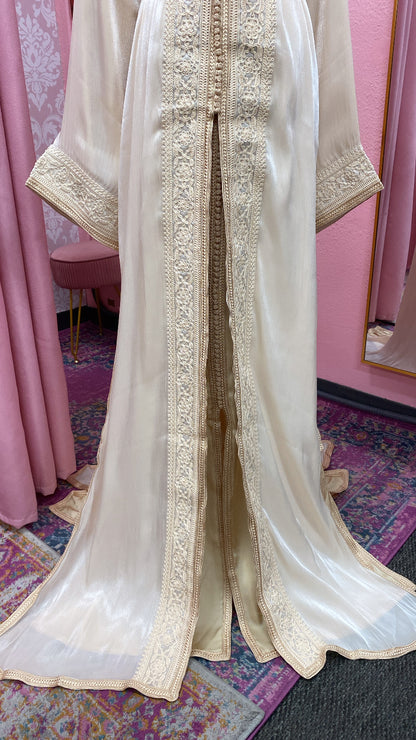 Moroccan Traditional Satin Chiffon 2 Piece Caftan