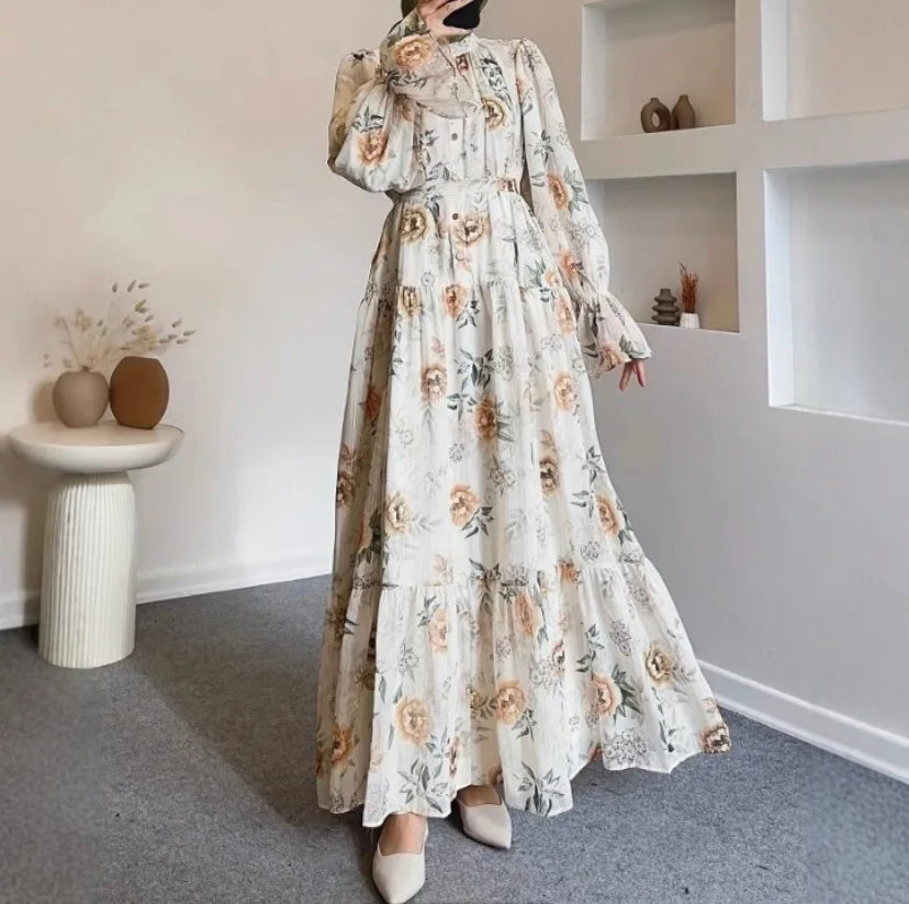 Turkish Style Chiffon Button Down Floral