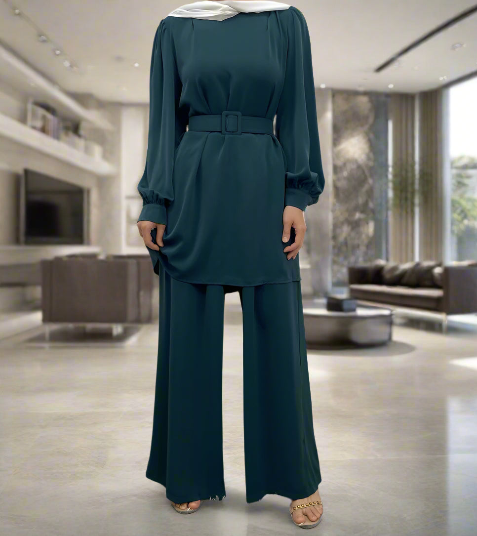 Dubai Style Belted Pant Suit(Multi Colors)