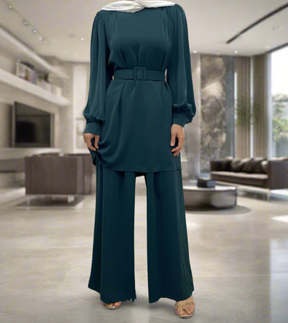 Dubai Style Belted Pant Suit(Multi Colors)