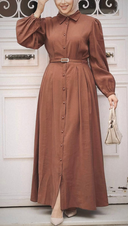 Turkish Style Cotton Fall Brown Dress