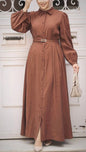 Brown Cotton Button Down Dress