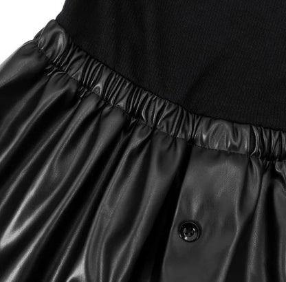 Stylish Faux Leather Black Dress