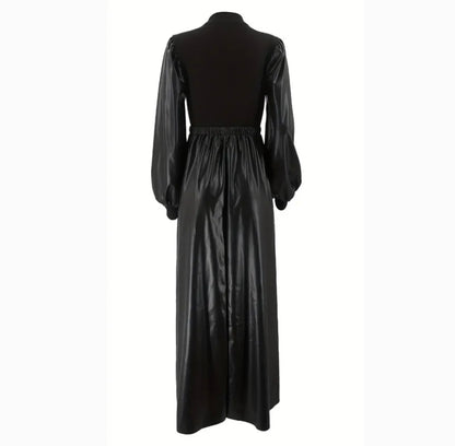 Stylish Faux Leather Black Dress