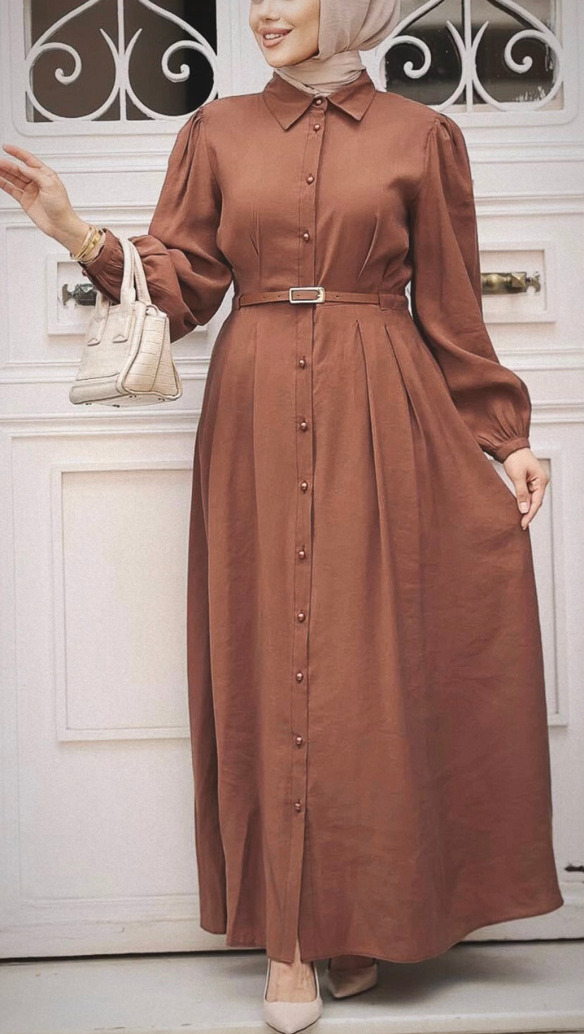 Turkish Style Cotton Fall Brown Dress